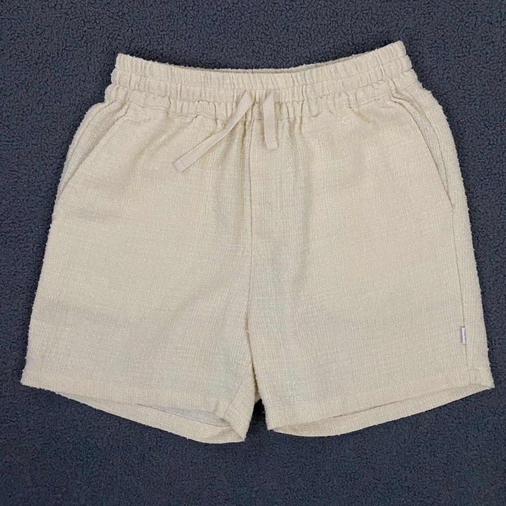 Les Deux Kevin Boucle Shorts Mens Small Cream Textured Drawstring Casual Resort